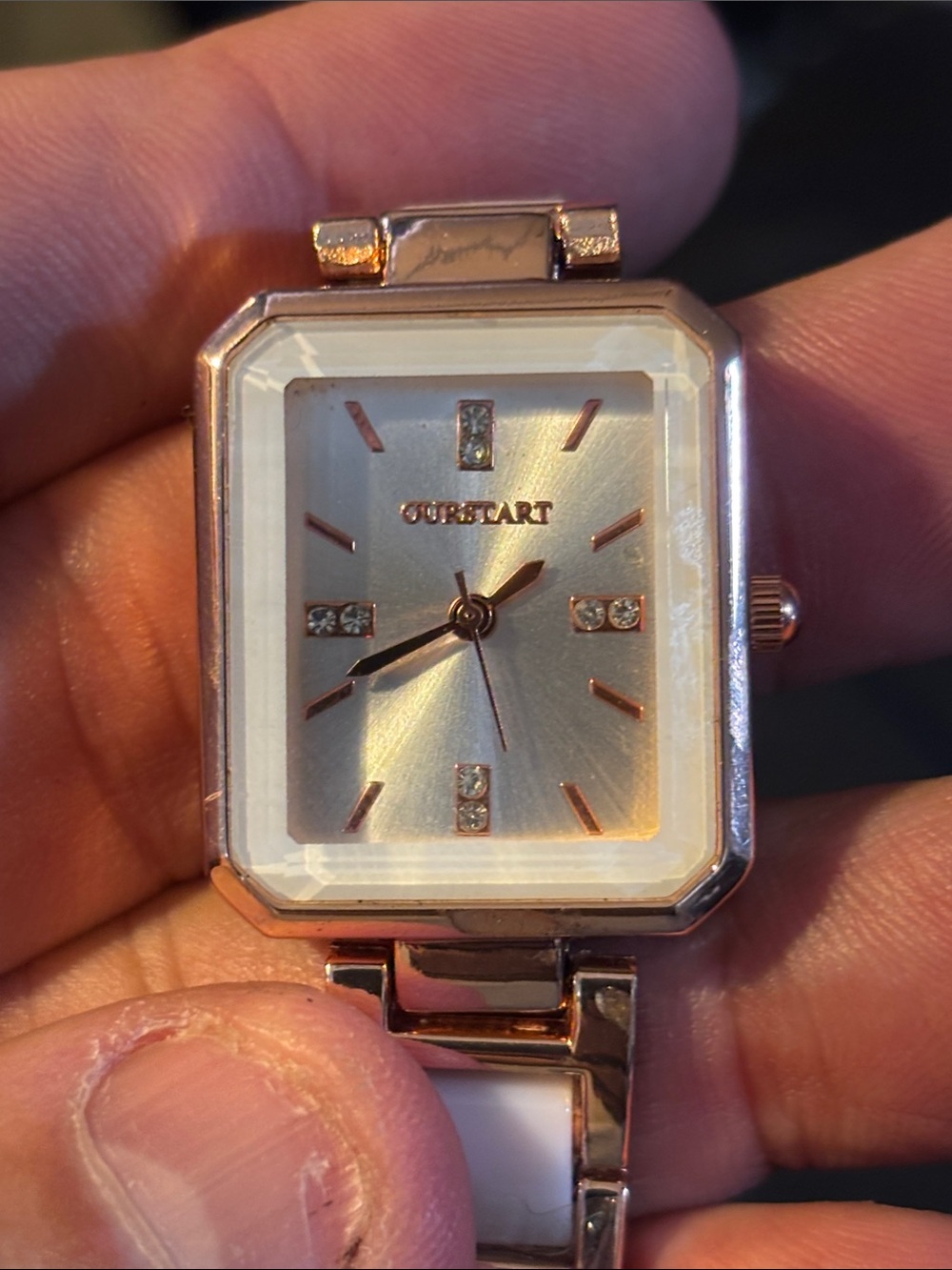 Women's Rose Gold Tone Watch with White Accents